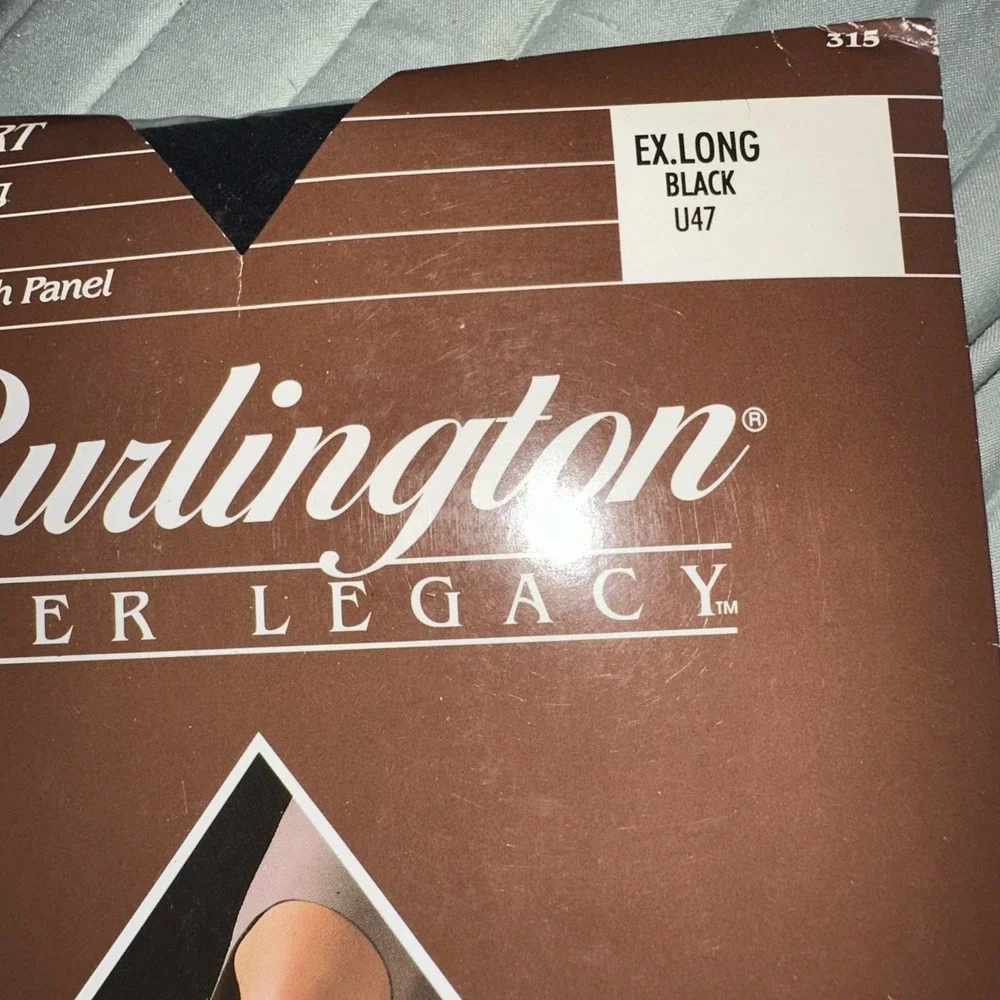 Burlington Sheer Legacy‎ Pantyhose Extra Long Black 315 Control Panty Sheer Toe